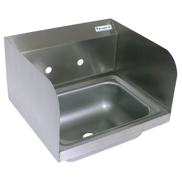 Hand Sink Stainless Steel With Side Splashes, 2 Holes 14Óx10Óx5Ó, Bk Resources, Mfr#: BKHS-W-1410-SS